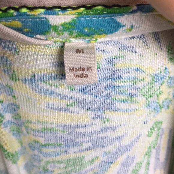 Soft Surroundings White  Green Floral Embroidered Knit Top Medium - Picture 8 of 9